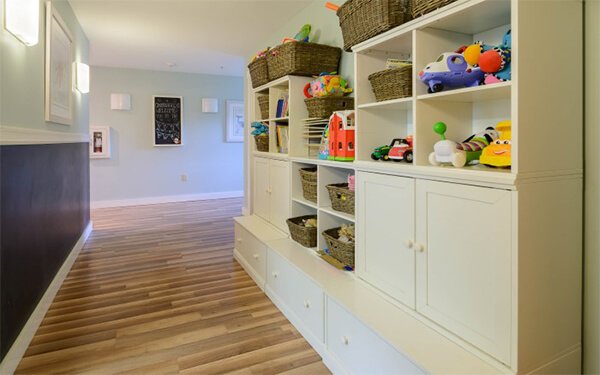 toy storage area at rehab for women with children house