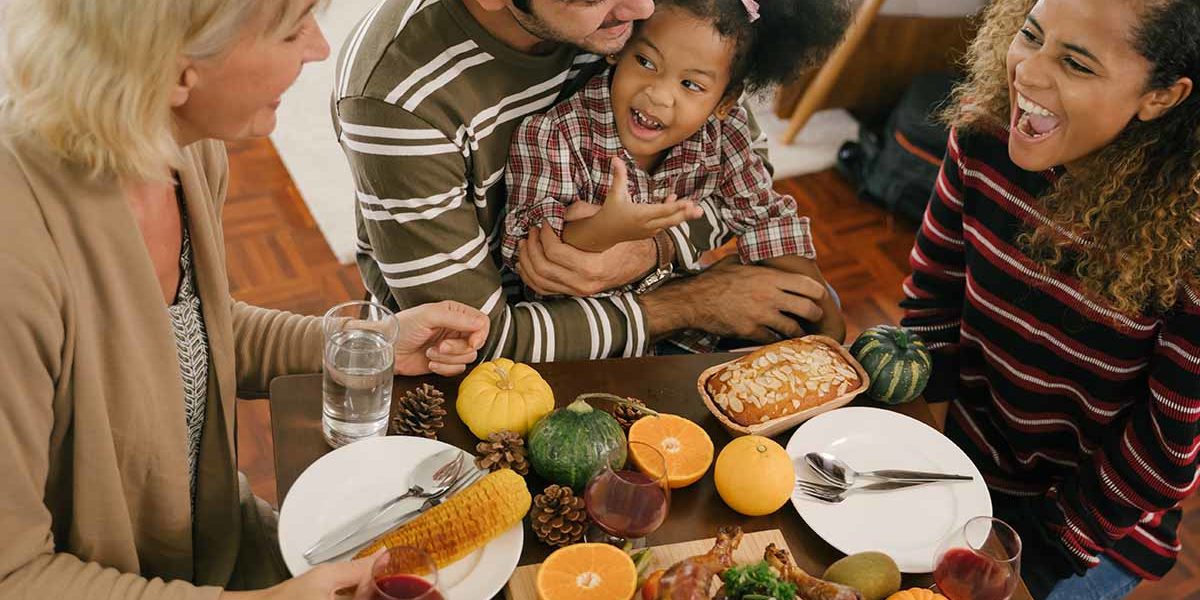 a family celebrates a sober thanksgiving
