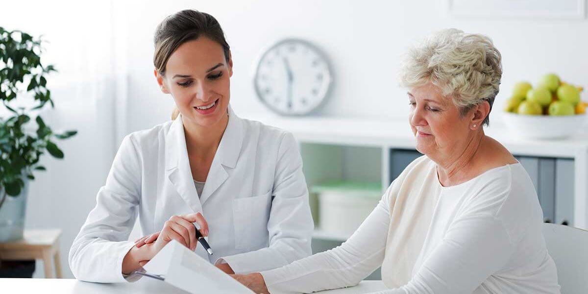 a woman looks at her treatment options for binge eating disorder