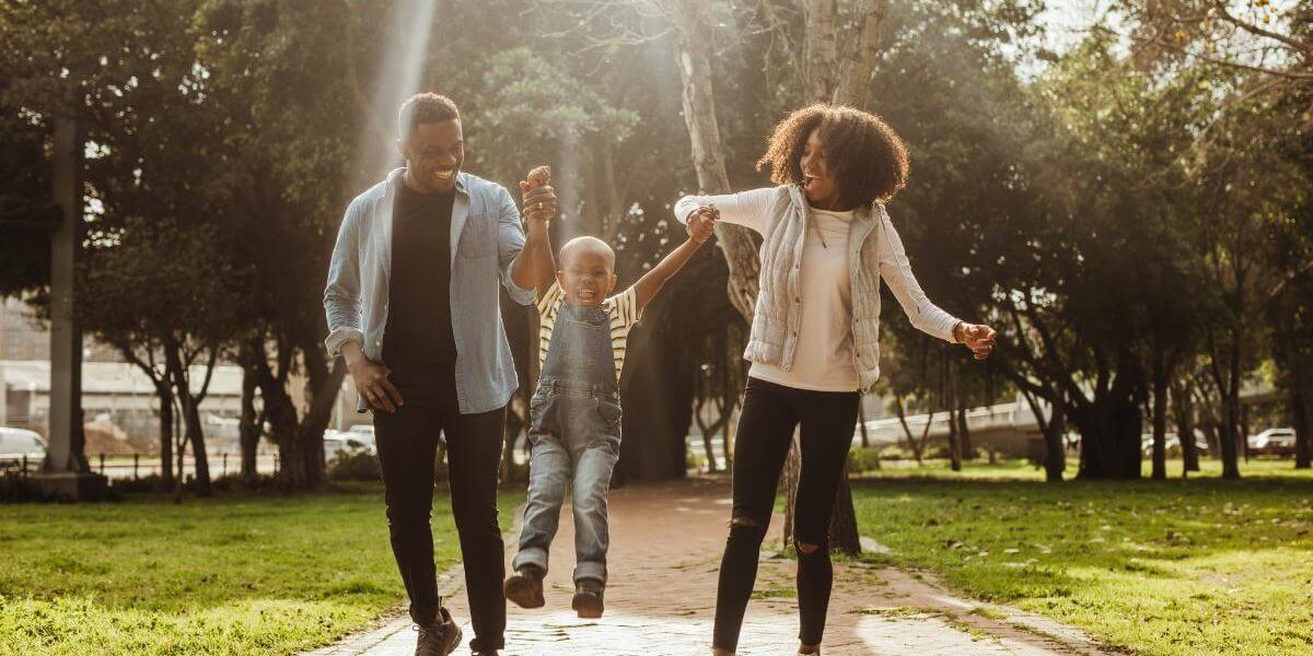 a family is happy to have a sober vacation